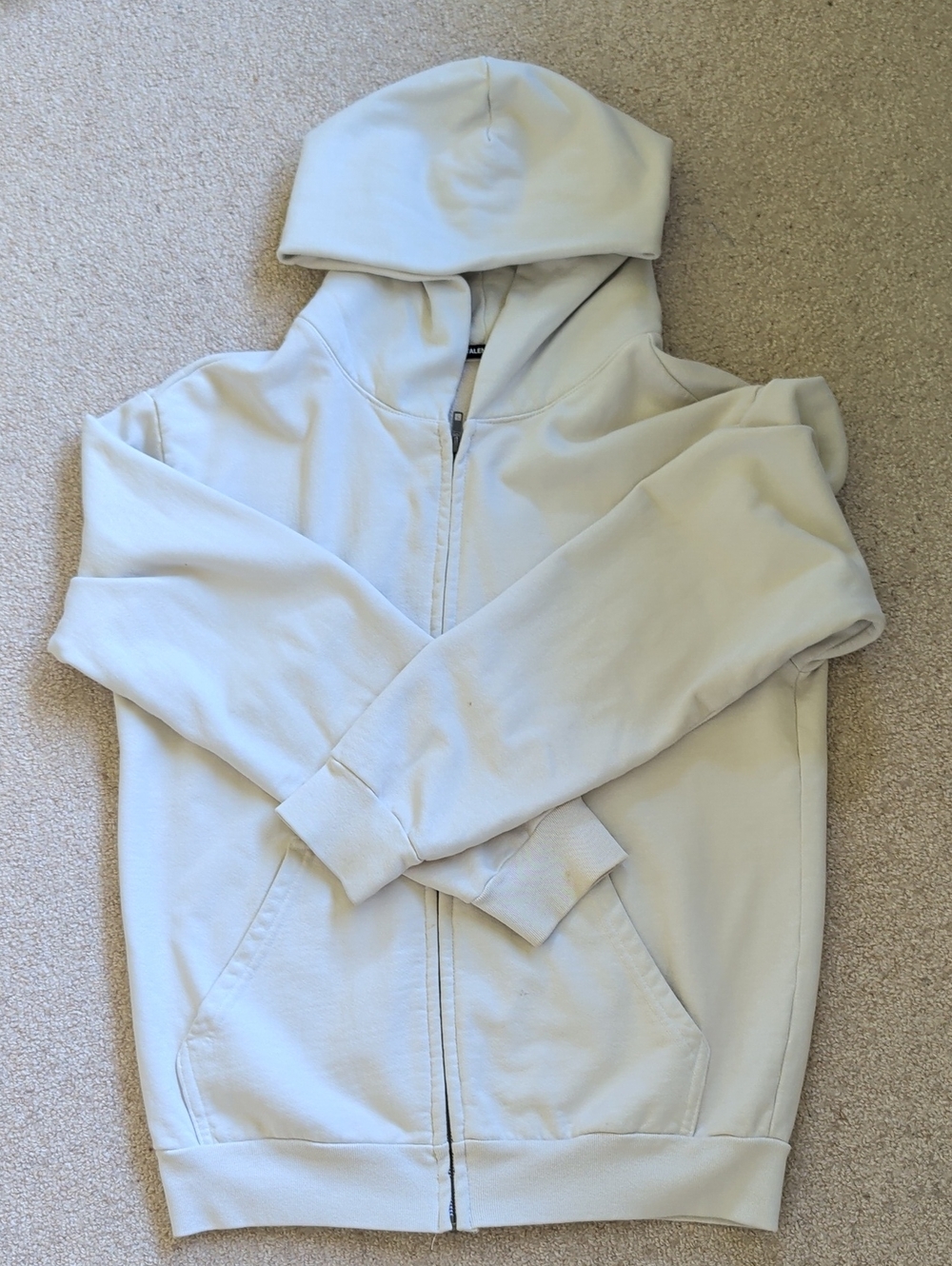Talentless Cream Oversized Zip Up Hoodie Small